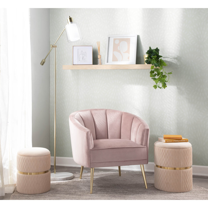  Benley Velvet Armchair, Blush Velvet