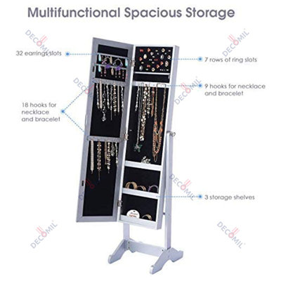 12'' Wide Freestanding Solid Wood Jewelry Armoire