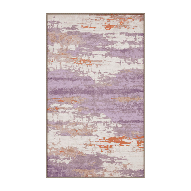 Machine Washable Beige Area Rug, Rectangle 6' x 9'