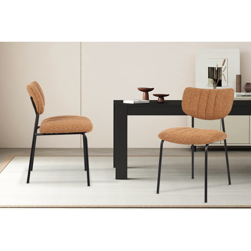 Trevorton 48cm H Upholstered Metal Side Chair, Orange