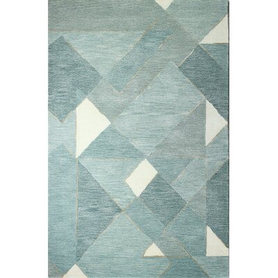 Jadyn Geometric Handmade Tufted Area Rug in Aqua/Teal/Ivory -  George Oliver, 3D9C4A37CA004C0E92C645FCA70D4D06