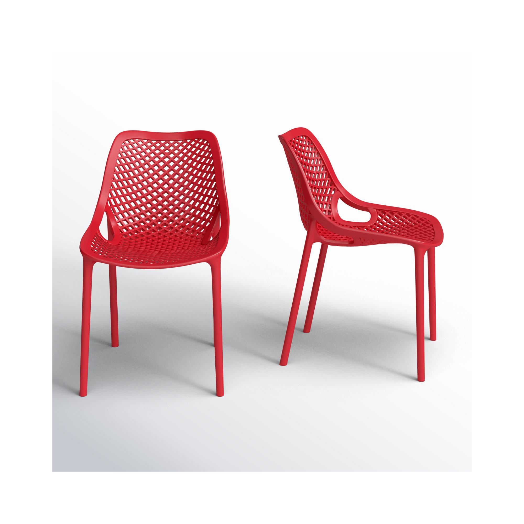 Farrah Outdoor Stacking Dining Side Chair, Red