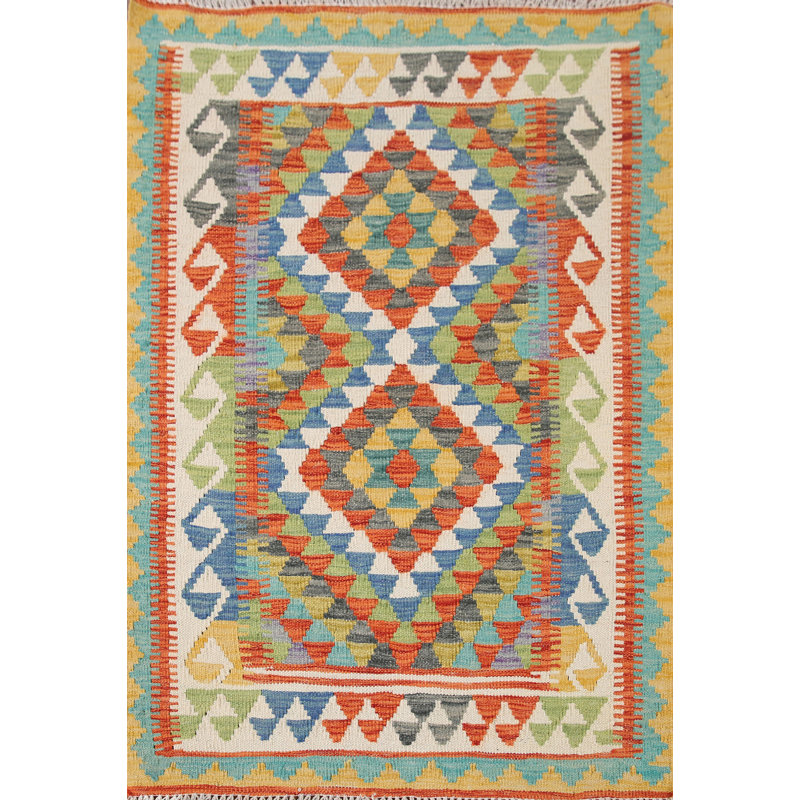Multicolor Kilim Reversible Wool Rug 3x4