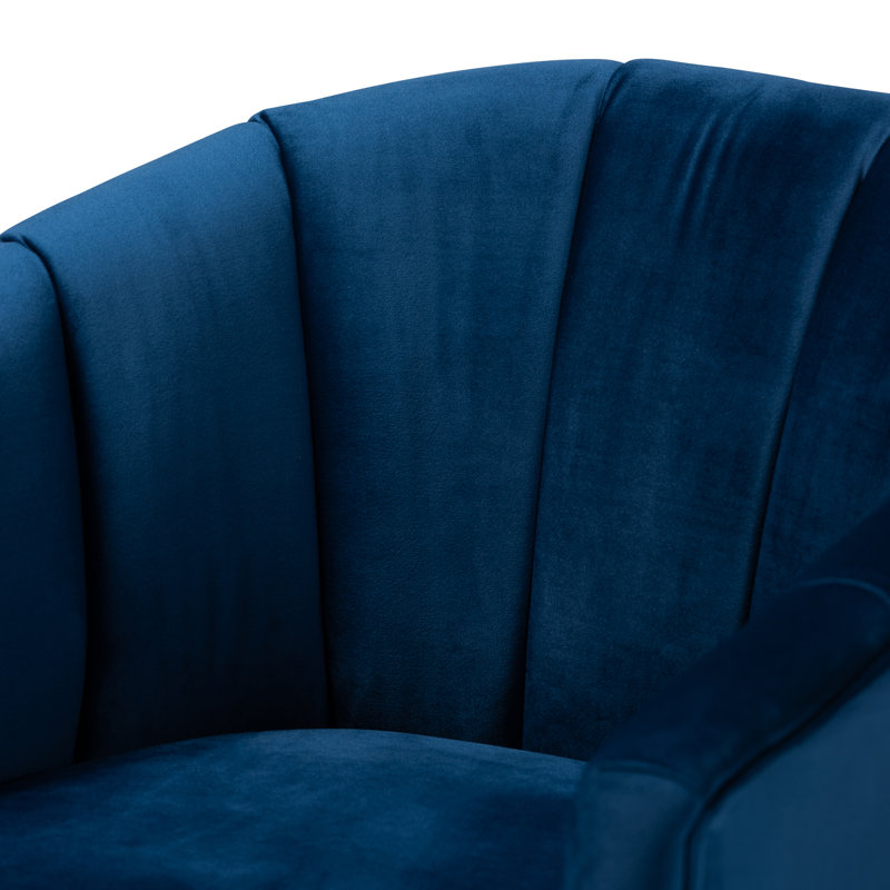 Velvet Barrel Chair, Navy Blue