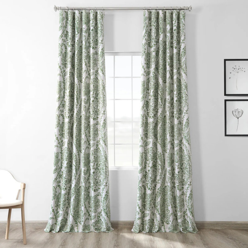 Alexiyana Vintage Paisley Room Darkening Curtains For Bedroom & Living Room Curtains (1 Panel), 50"W x 96"L, Tea Time Green