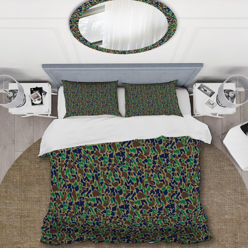 Ensemble de housse de couette en microfibre vert / gris / brun 3 pièces