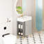 Contemporary Bathroom Vanity With Ceramic Sink And Open Storage Arrangement, 21.6" Grey 24Vb06-21Mgl, Door Organized Cabinet,