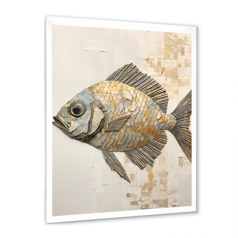 Fish Harmony I - impressions sur toile, H 20 po x l 12 po x P 1 po, Cadre simple blanc
