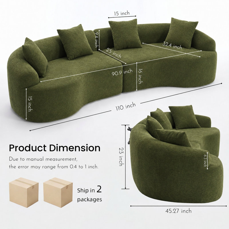 Canapé à compression modulaire Boneless, Vert, 4