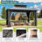 Outdoor Aluminum Patio Gazebo, Galvanized Steel Hardtop Gazebo with Privacy Curtain and Mosquito Netting-109739686