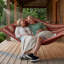 2-Person Quilted Polyester Spreader Bar Hammock - Red Stripe-24261103