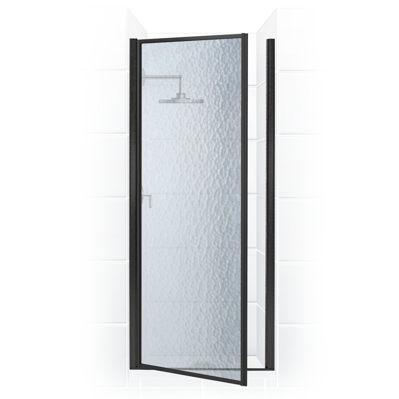 Legend Series 33.63'' W x 64'' H Hinged Framed Shower door, Clear, Matte Black