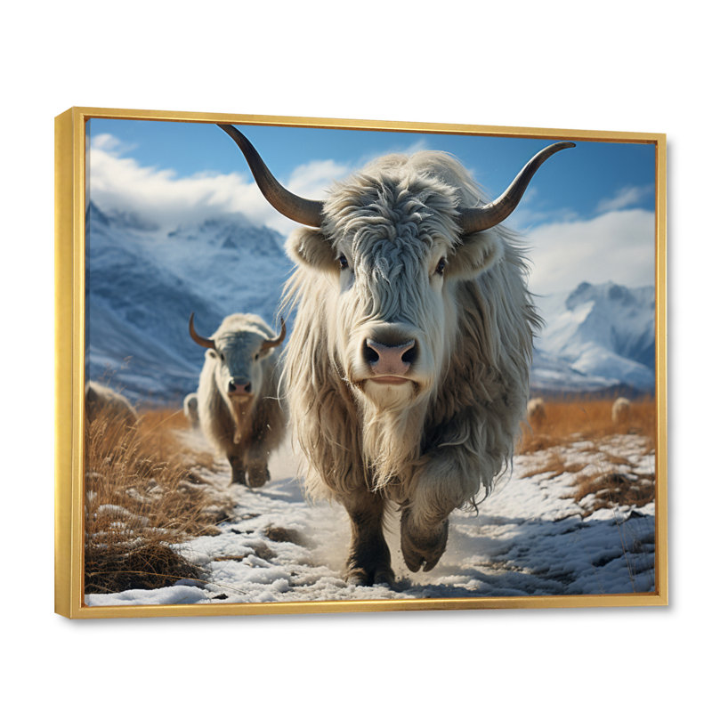 Yaks majestueux en hiver, Or, H 30 po x l 40 po x P 1,5 po