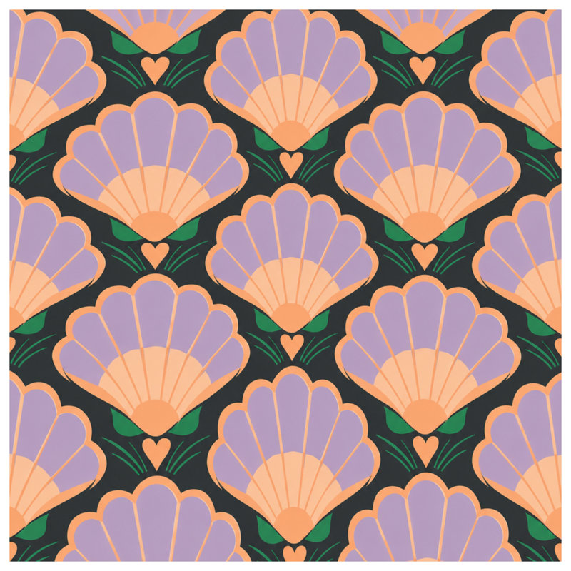 Shell Pattern Motif Duvet Covers, Lit simple
