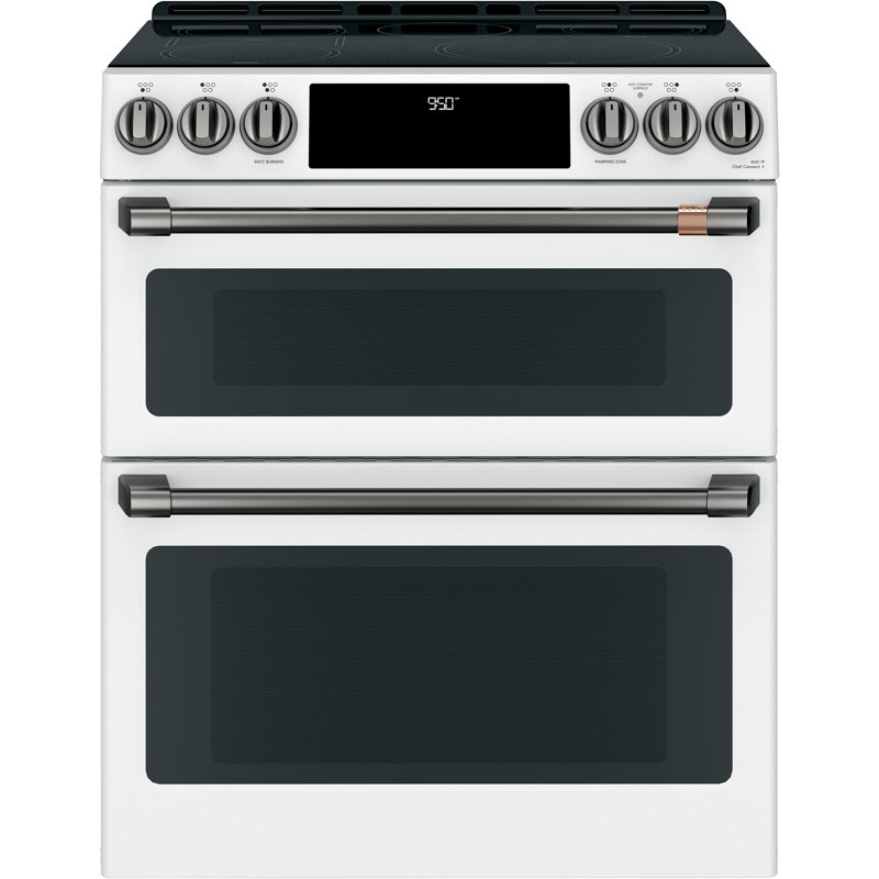 Café 30" 6.7 cu. ft. Smart Slide-in Electric Range with Induction Cooktop, Matte White