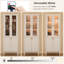  Meuble audio-vidéo modulaire de 118 po de largeur et vitrine avec lumières DEL, portes en verre, quincaillerie de couleur laiton et poignées en cuir véritable, pour téléviseurs de 75 po ou moins-547941116