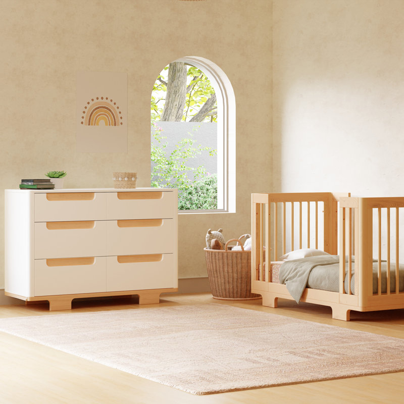 Commode 6 tiroirs Yuzu, Blanc/naturel