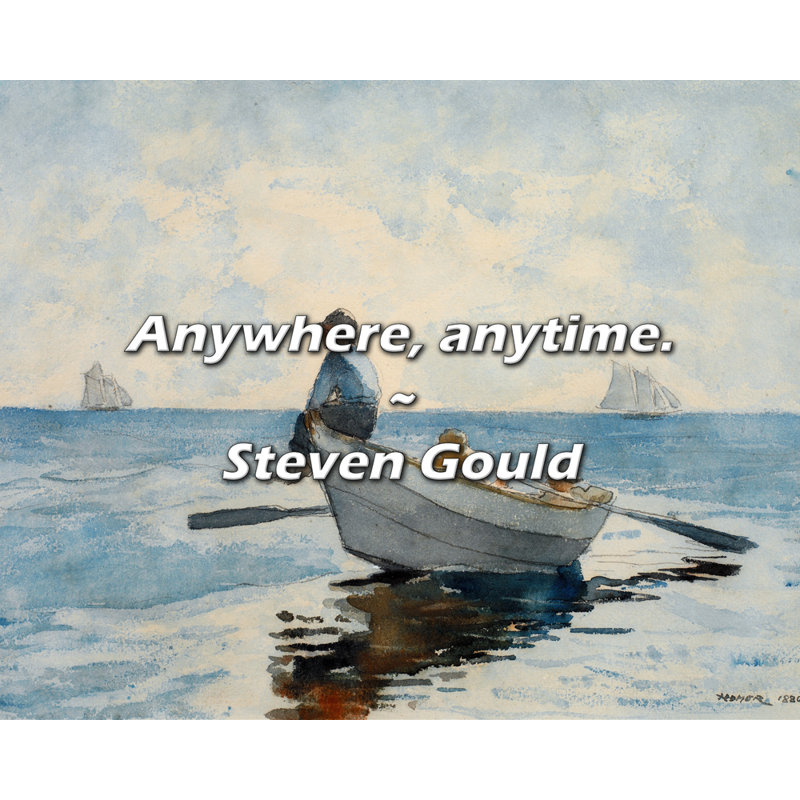 Steven Gould Quote: Anywhere, anytime.