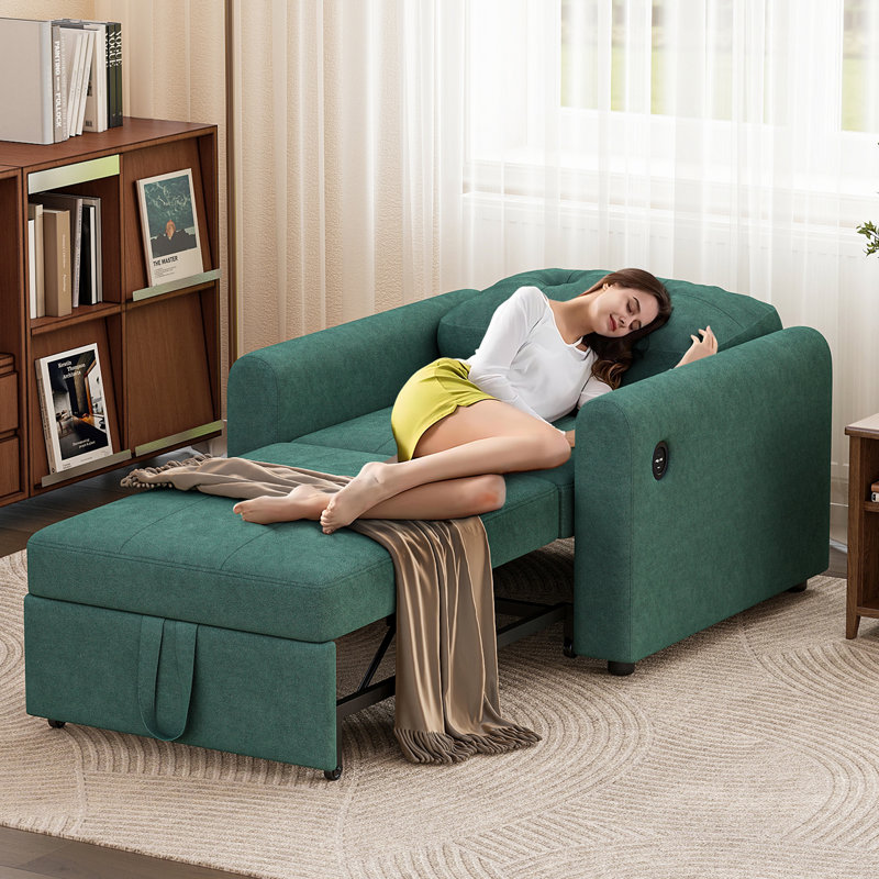 Sofa Bed, Green Velvet