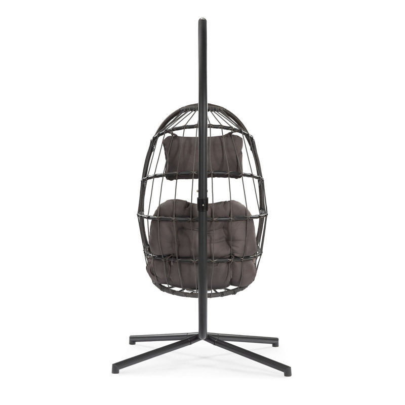 Fauteuil à œufs avec support et chaises de balançoire d'extérieur pliables en osier pour balcon de chambre avec coussins 350Lbs