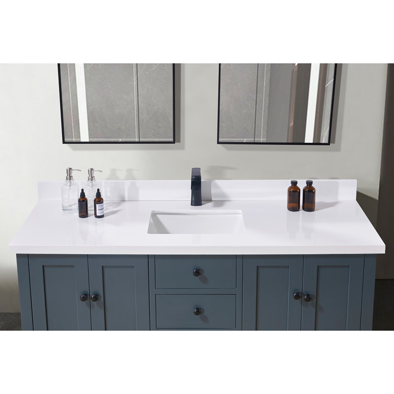 61'' Snow White Ceramic Bathroom Vanity Top with Sink