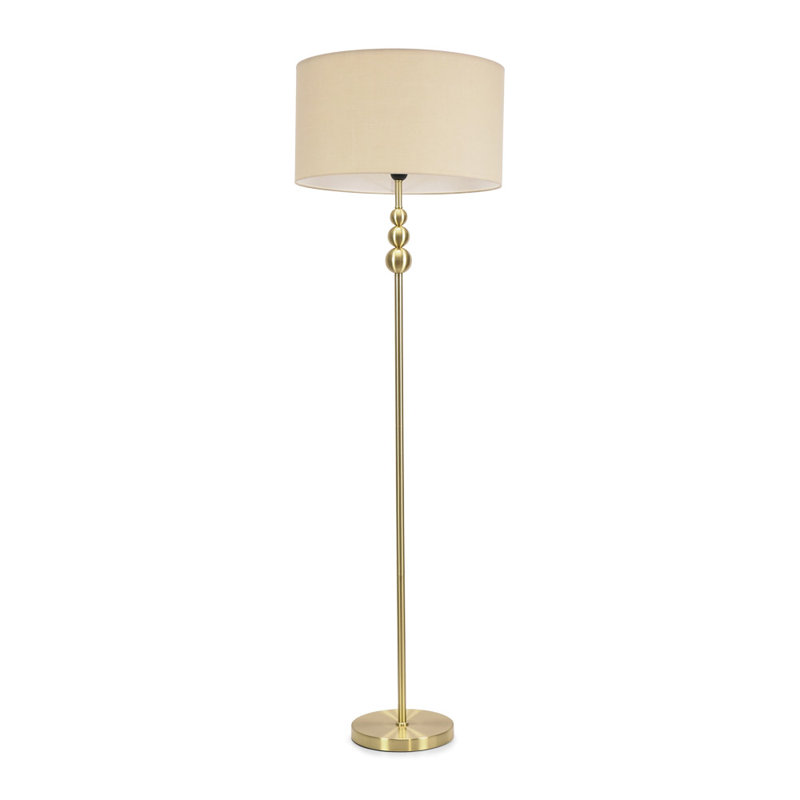 Randalia 145cm Traditional Floor Lamp, Natural, Brushed Gold