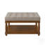 Grande table basse avec repose-pieds carré rembourré en lin capitonné avec tablette en bois massif, parfaite pour un usage domestique et commercial-1646493458-1646493459