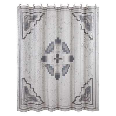  Grey Aztec Print Southwestern Rustic Farmhouse 72x72 inch Shower Curtain + Hooks