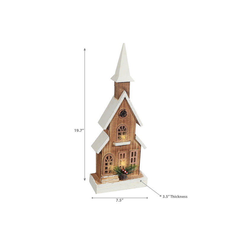 Église à DEL en bois naturel