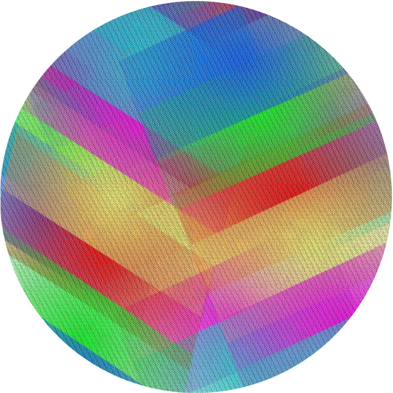 Tapis bleu/rouge/bleu à motif, Rond 6 pi