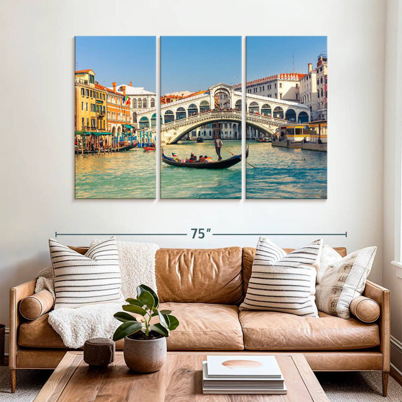 Gondole et pont du Rialto, H 42 po x l 65 po