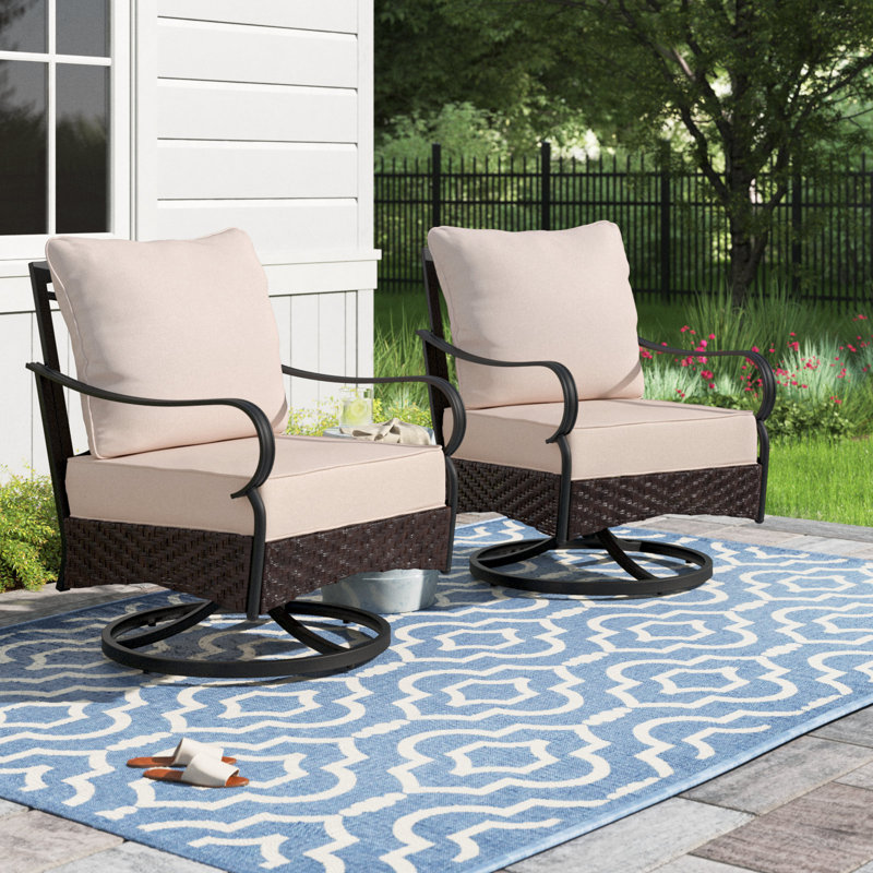 Ensemble de 2 chaises de patio pivotantes avec coussins