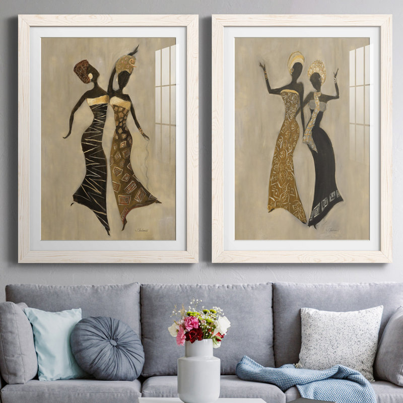 «Celebration I», ensemble de 2 reproductions d'art, H 37,5 po x l 55 po x P 1,5 po, Blanc, Papier encadré blanc