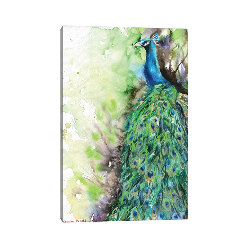 Peacock by George Dyachenko - Wrapped Canvas Painting, 101.6 cm H x 66.04 cm W x 1.91 cm D