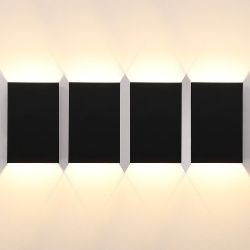 Latitude Run® LED Square Up Down Wall Light Outdoor, CRI90+, 3000K Warm ...