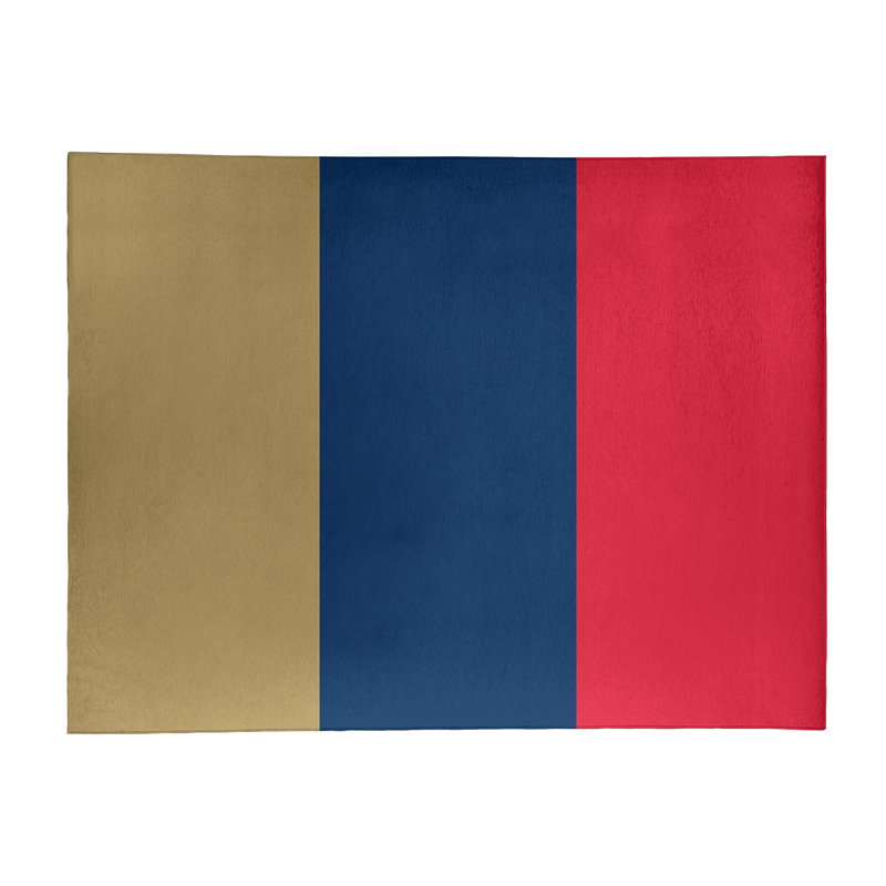 Tapis à rayures or/bleu marine/rouge, Rectangle 8 pi x 10 pi
