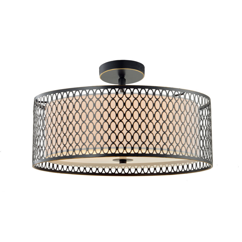 Ferrigno Semi Flush Mount, Bronze, 10" H x 17" W x 17" D 
