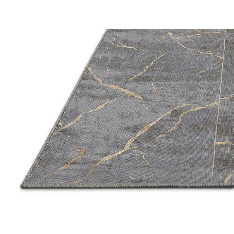 Machine Washable Gray Area Rug, Square 7'