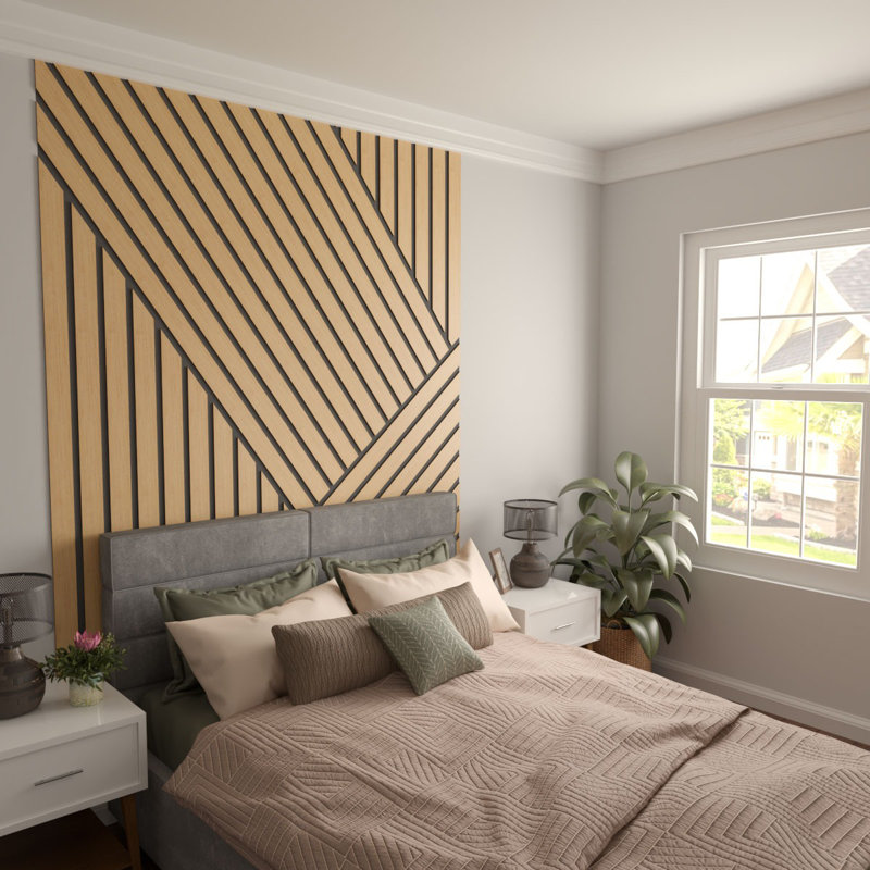 Adjustable Wood Slat Wall Panel Kit, 3"W x 94"H x 0.25"T, Maple