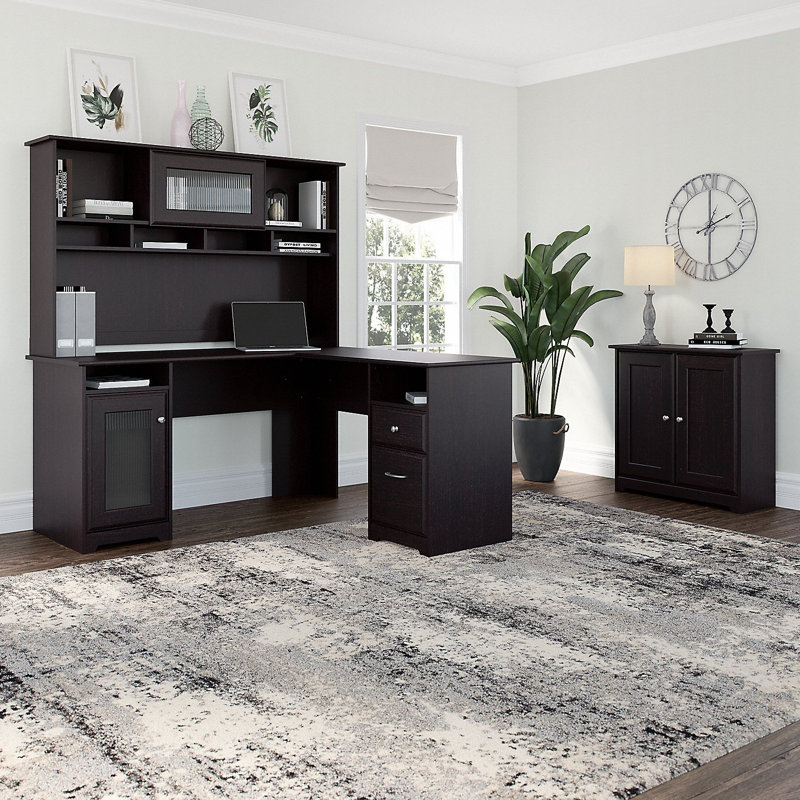 Ensemble de bureau d'ordinateur en L 3 pièces Shelonda, Espresso