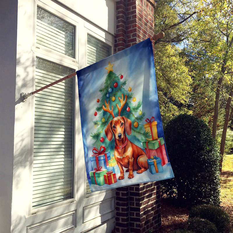 Drapeau de Noël maison de renne, Teckel