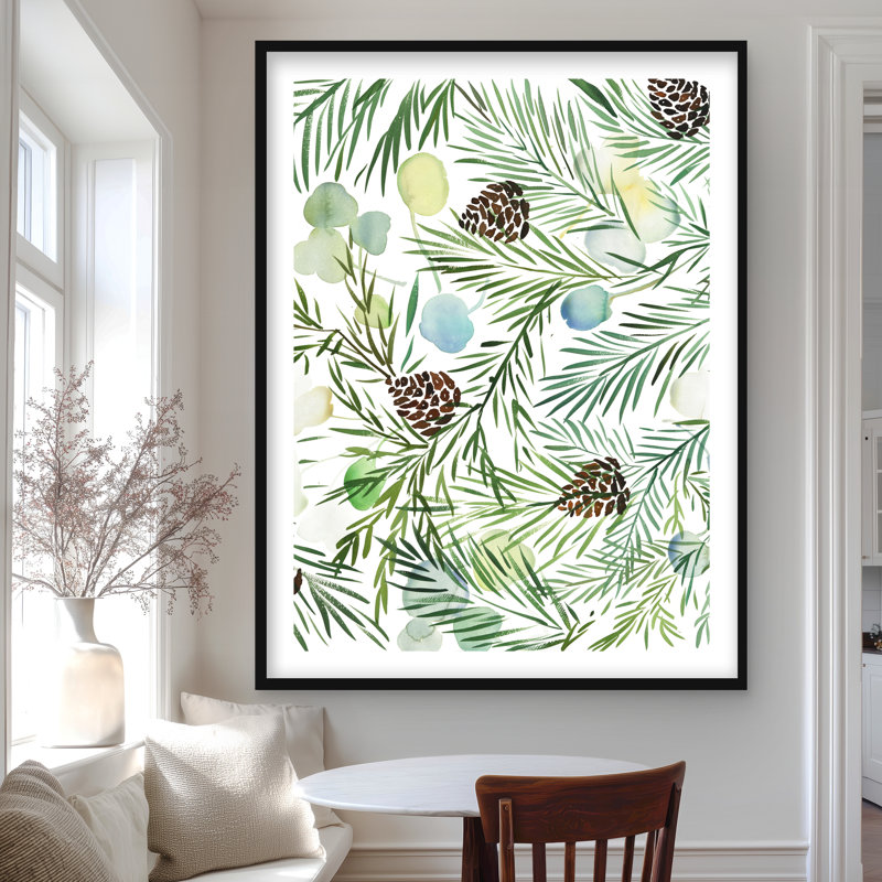 Pine Cone Pattern - Brown Minimalist Framed Matted Print