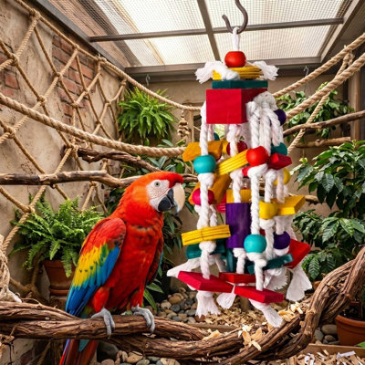 Bird Chewing Toy – Wooden Block Parrot Cage Toy for Small and Medium Parrots