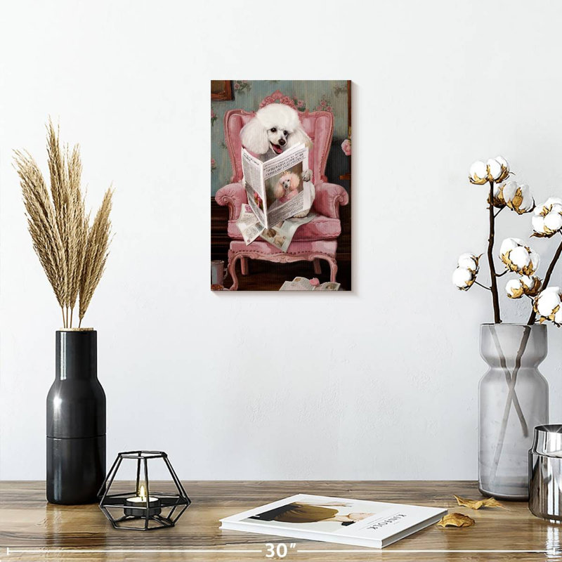 Brampt Poodle Reading News, 12" H x 8" W