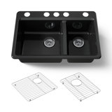 Riverby 33" Enameled Cast Iron Undermount Double Basin Kitchen Sink