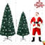 Arbre de Noël à fibre optique de 7 pi avec de grandes étoiles, épinette artificielle avec support en métal, arbre de Noël pour décoration des Fêtes-529775284
