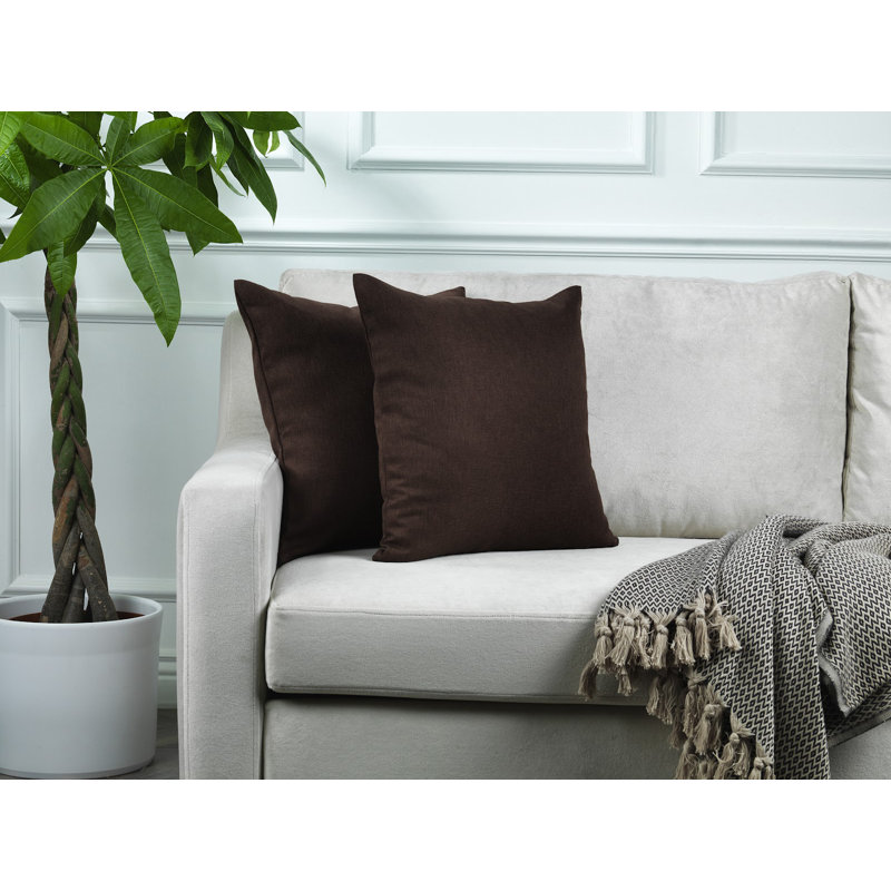 Housses de coussin rectangulaires en lin uni, Brun