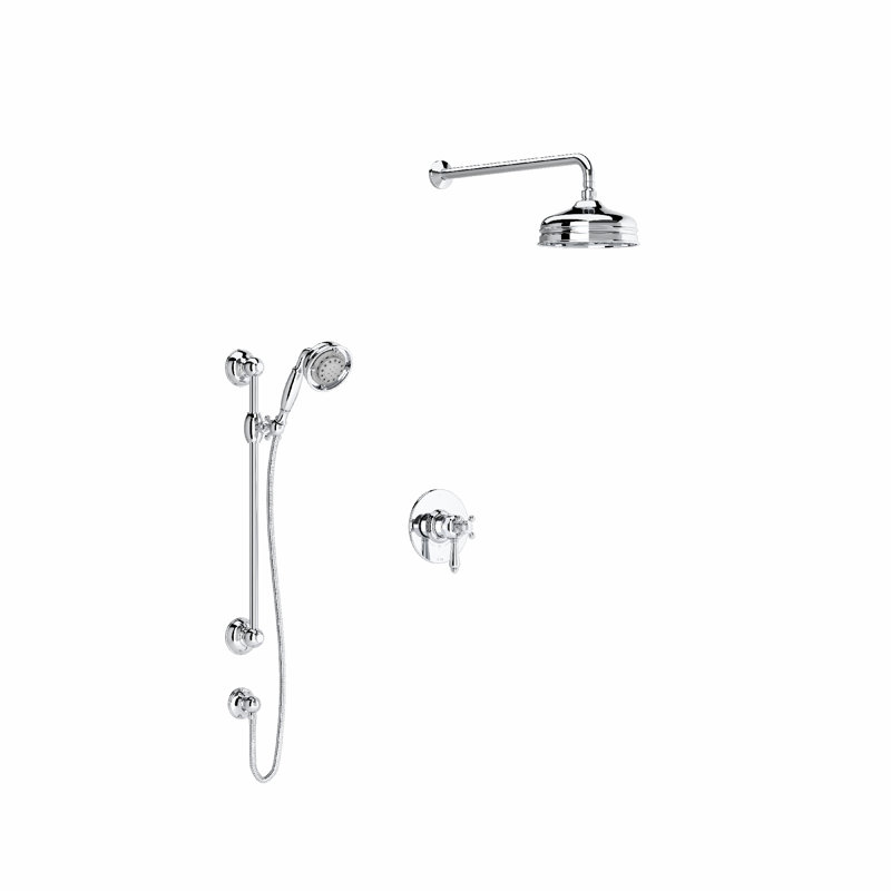 Acqui 3 Function System Thermostatic Shower Faucet with Rough-in Valve, Unlacquered Brass