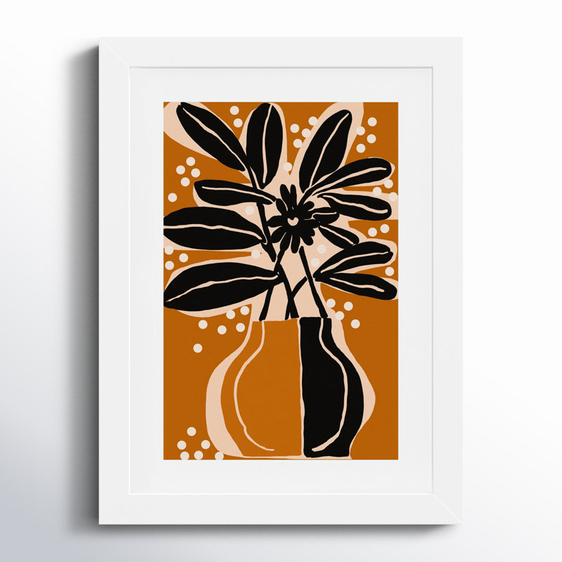 «Galya Ochre Still Life No 6» par Treechild, impression sur bois encadrée, Blanc, H 13 po x l 10 po