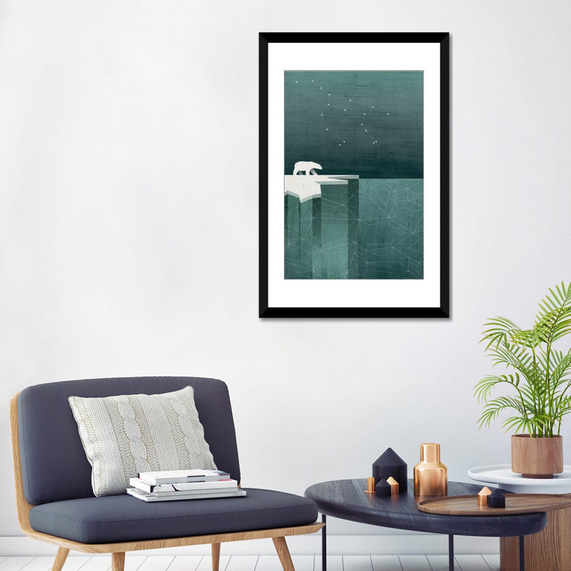 « ursa majeur », impression sur toile, H 32 po x l 24 po x P 1 po, Papier avec cadre noir, Blanc